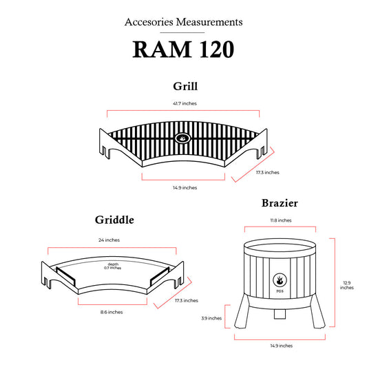 RAM 120 Full Black Large Grill – Modern & Durable Outdoor Grill | Freestanding Open Fire Grill
