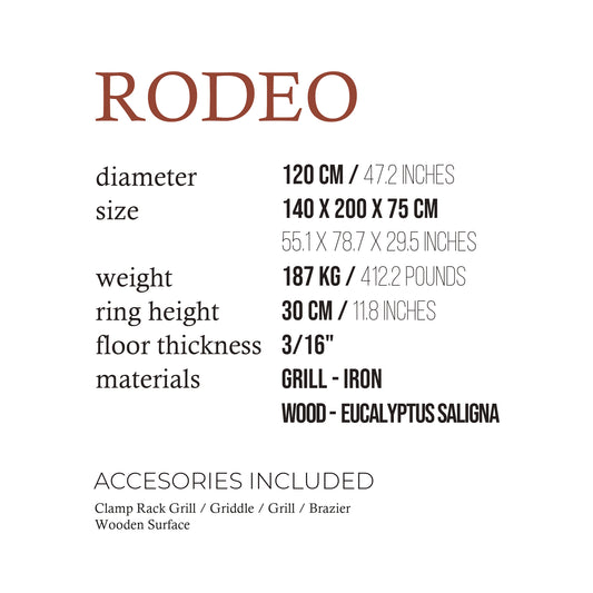 RODEO PRO Rust Finish Heavy-Duty Grill – Large Rustic BBQ for Entertaining | Freestanding Open Fire Grill