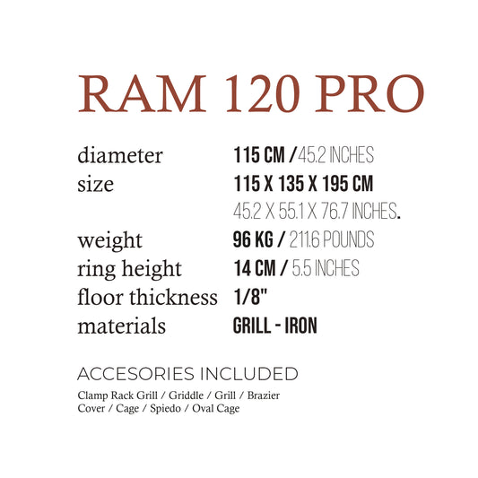 RAM PRO Rust Finish Professional Grill – Heavy-Duty Steel BBQ for Pros | Freestanding Open Fire Grill