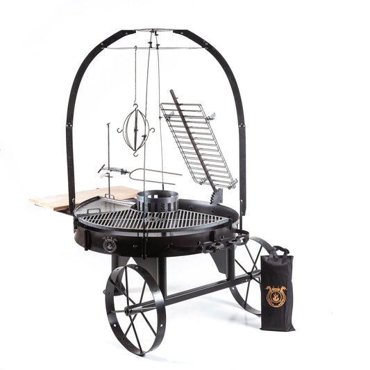 ALAMO 120 PRO Full Black Largest Grill with Accessories – Premium Steel BBQ | Freestanding Open Fire Grill