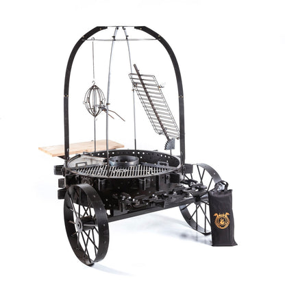 RODEO PRO Rust Finish Heavy-Duty Grill – Large Rustic BBQ for Entertaining | Freestanding Open Fire Grill