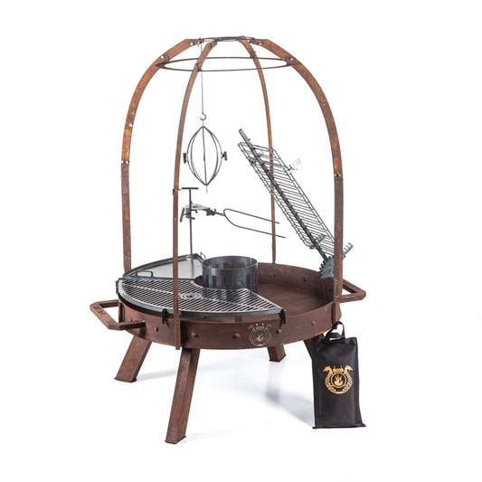 RAM PRO Rust Finish Professional Grill – Heavy-Duty Steel BBQ for Pros | Freestanding Open Fire Grill